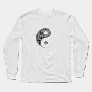 Yin Yang Silhouette Shape Text Word Cloud Long Sleeve T-Shirt